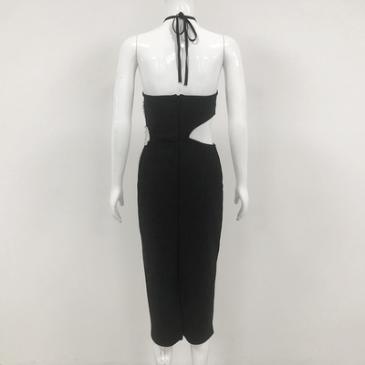 SB2945 Classic Backless Halter Sleeveless Bandage Maxi Dress Sexy Slim Fit Hip Long Dress Party Evening Dress for Women