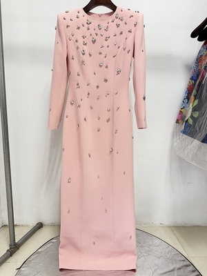 LS2555 Black Diamond Crystal Dress for Club Party Sexy Long Sleeve Maxi Dress Elegant Tight and Fashionable Dress