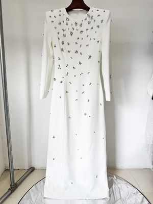 LS2555 Black Diamond Crystal Dress for Club Party Sexy Long Sleeve Maxi Dress Elegant Tight and Fashionable Dress