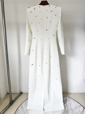 LS2555 Black Diamond Crystal Dress for Club Party Sexy Long Sleeve Maxi Dress Elegant Tight and Fashionable Dress