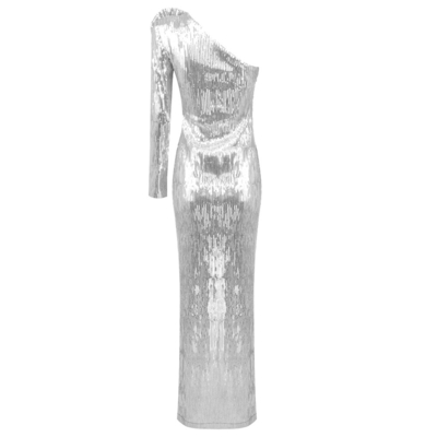 Elegant One-Shoulder Dress LS2558 Kimshein Fashionable Women's Party Sequin Dress Full Sleeve in Polyester and Cotton
