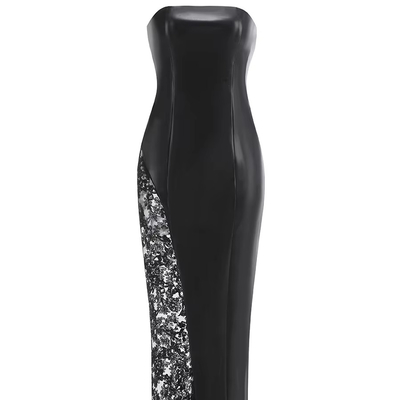 Adult Age Range SB3173 Sexy Black PU Leather Off-the-Shoulder Bodycon Dress for Fashion Party Night Women's Lace Dress