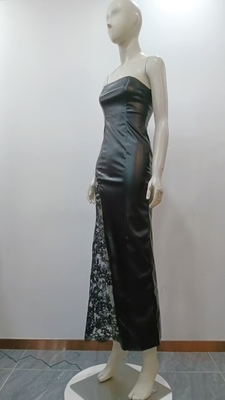 Adult Age Range SB3173 Sexy Black PU Leather Off-the-Shoulder Bodycon Dress for Fashion Party Night Women's Lace Dress