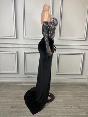 AD2152 Luxury Crystal Dress Full Sleeve Ball Gown for Women's Elegant Party Sexy Clubwear and Ballroom Dance