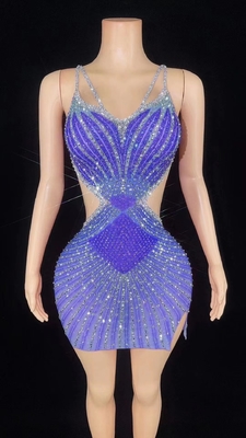 AD1750 Fashion Women's Party Crystal Mini Backless Tight Dress Natural Waistline and Eco-Friendly Design for Women