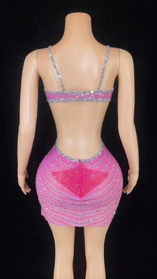 AD1750 Fashion Women's Party Crystal Mini Backless Tight Dress Natural Waistline and Eco-Friendly Design for Women