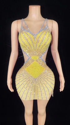 AD1750 Fashion Women's Party Crystal Mini Backless Tight Dress Natural Waistline and Eco-Friendly Design for Women