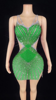 AD1750 Fashion Women's Party Crystal Mini Backless Tight Dress Natural Waistline and Eco-Friendly Design for Women