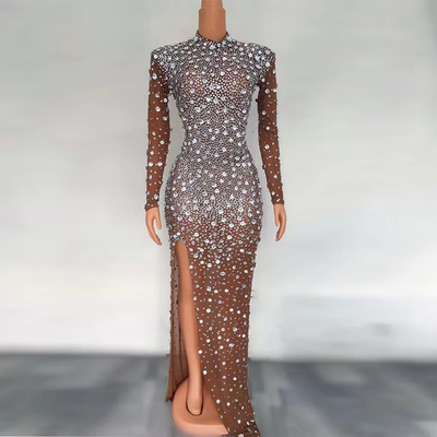 Diamond Embellishments AD1500 Handmade Luxury Ball Gown Dress with Natural Waistline and Women's Formal Evening Dress