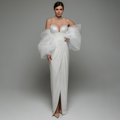 LS2230 White Off-Shoulder Raglan Sleeve Women's Party Club Wedding Dress with Flattering Silhouette and Sexy Elegance