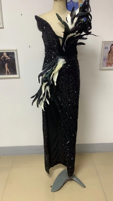 DHL TNT FEDEX EMS UPS Shipping ED2354 Fashionable Strapless Evening Dress for Women Elegant Party Sequin Formal Dress