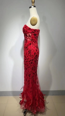 ED2559 Elegant Tight-fitting Bustier Sequin Sleeveless Off-shoulder Feather Evening Gown for Women's Formal Occasions