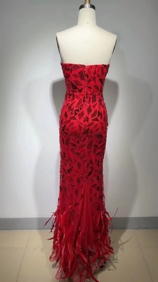 ED2559 Elegant Tight-fitting Bustier Sequin Sleeveless Off-shoulder Feather Evening Gown for Women's Formal Occasions
