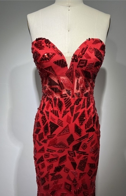 ED2559 Elegant Tight-fitting Bustier Sequin Sleeveless Off-shoulder Feather Evening Gown for Women's Formal Occasions