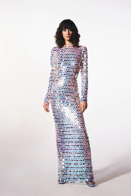 LS2214 Backless Long Sleeve Sequin Mesh Party Dress in Sophisticated and Glamorous Style for Women