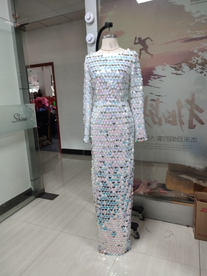 LS2214 Backless Long Sleeve Sequin Mesh Party Dress in Sophisticated and Glamorous Style for Women