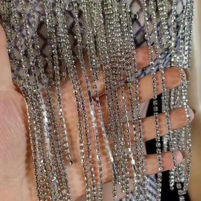 AD1752 Handmade Luxury Crystal Fringe Dress Hollow Out See-through Sexy Tight Sequin Maxi Dress with Crystal Decorations