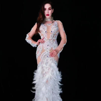 KIMSHEIN AD1747 Fashionable Water Diamond Evening Gown Elegant Long Party Dress for Women