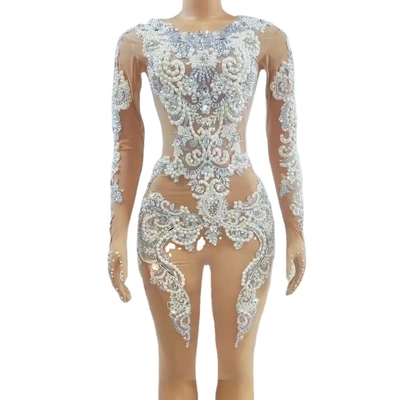 AD1746 Luxurious Women's Elegant Dress with Gemstone Pearl Party Dress Fast Response and Exquisite Craftsmanship