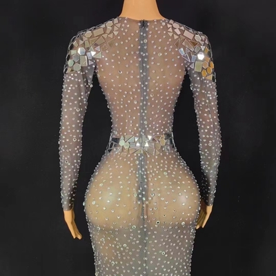 AD1735 Fashionable Handmade Women's Evening Dress with Shimmering Sequins and Sparkling Rhinestones