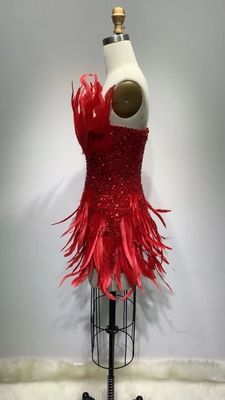 ED2346 Shimmering Sequin and Feather Evening Dress Sleeveless and Strapless Perfect for Dance Party 7 Days Fast Sampling