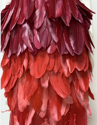 ED2342 Luxury Fashion Women's A-line Midi Dress with Feather and Pearl Elegant Pink Off-shoulder Formal Bridesmaid Dress