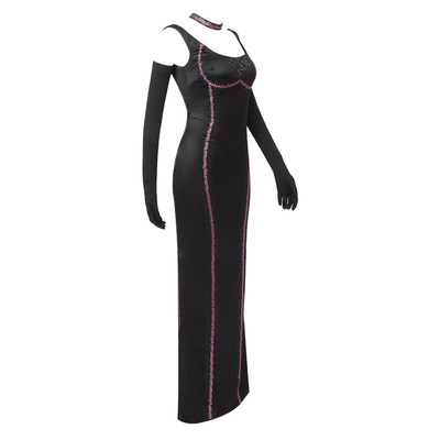 ED2334 Luxury Design Diamond Elegant Dress Women's Water Diamond Topless Strapless Floral Dress No Tail and Floral Pattern