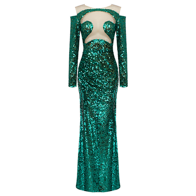 Elegant Sequin Evening Dress for Cocktail Party Long Sparkling Sequin Dance Dress Natural Waistline Size S-L