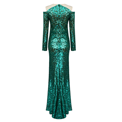 Elegant Sequin Evening Dress for Cocktail Party Long Sparkling Sequin Dance Dress Natural Waistline Size S-L