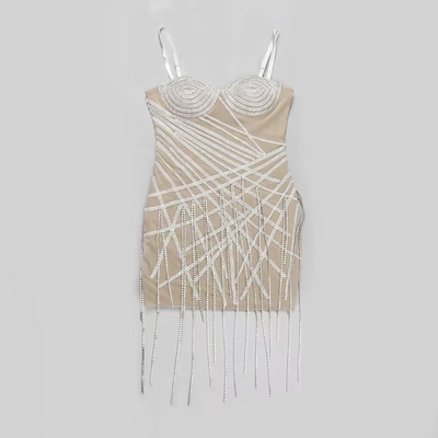 ED2331 Water Diamond Fringed Luxury Club Wear Sexy and Transparent Mini Dress for Adults Adult's Trendy Attire 600 Pieces