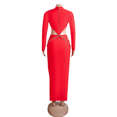 Embroidered Logo LS2413 Kimshein Fashion Long Sleeve Party Dress Bandage Skirt for Custom Branding and Customization