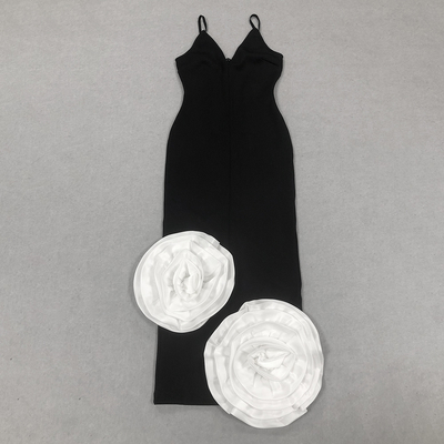 SB2907 Luxury Long Evening Dress White Strapless Bodycon Bandage Maxi Dress with No Sleeves and 3D Floral Embellishments