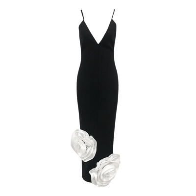 SB2907 Luxury Long Evening Dress White Strapless Bodycon Bandage Maxi Dress with No Sleeves and 3D Floral Embellishments