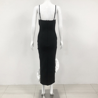 SB2907 Luxury Long Evening Dress White Strapless Bodycon Bandage Maxi Dress with No Sleeves and 3D Floral Embellishments