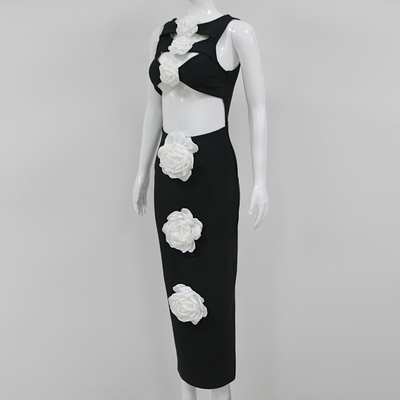 OEM Processing Service SB2908 White Silk Lace Trim Cocktail Dress Strapless Open Back Slim Black Women's Bandage Dress
