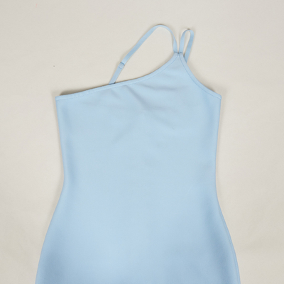7-Day Fast Sampling Supported Blue Women's Party Dress with Feather Strapless Bridesmaid Dress and Elastic Material