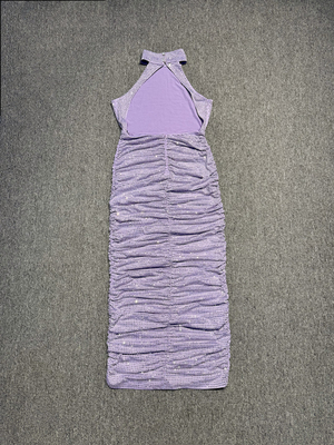 SB3218 Sexy Backless V-Neck Maxi Dress for Women Lightweight Tight-Fitting Sleeveless Long Dress Regular Sleeves Lightweight
