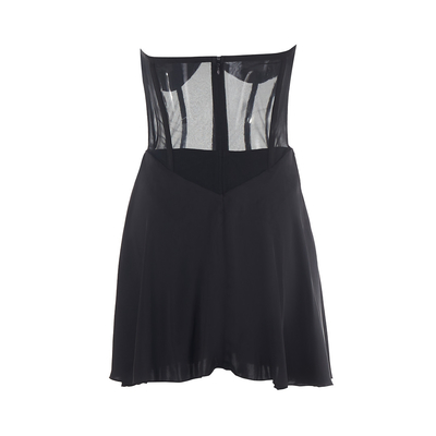100 Pieces Women's Sleeveless Mini Dress Without Shoulder Straps for Party in Black See-through Design
