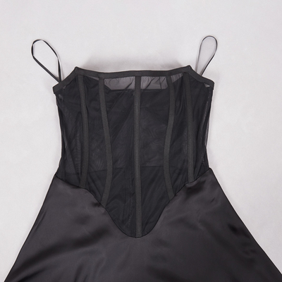 100 Pieces Women's Sleeveless Mini Dress Without Shoulder Straps for Party in Black See-through Design