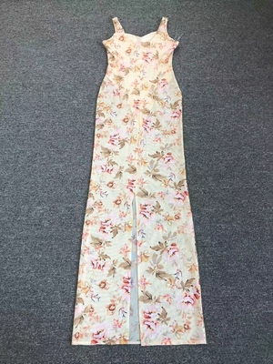 Women's Fashion Maxi Dress Woven Craft Natural Waistline Sleeveless Print Customizable Logo for Sexy Party