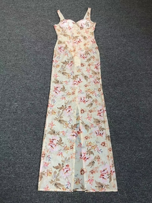 Women's Fashion Maxi Dress Woven Craft Natural Waistline Sleeveless Print Customizable Logo for Sexy Party