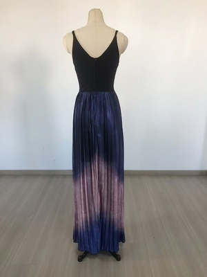 SB3222 Kimshein Fashion V-Neck Sleeveless Pleated Maxi Long Casual Dress for Women Natural Waistline and V-Neck Design