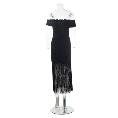 Eco-Friendly Tight-Fitting Black Maxi Dress A Classic and Elegant Choice for Women's Formal Attire