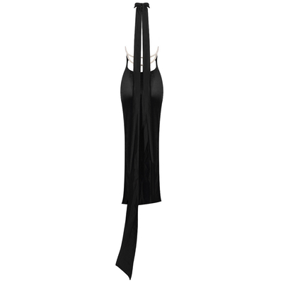 SB3013 Ladies' Satin Evening Gown with Sexy Backless Design and Pearl Embellishments No Print Hang Neck Collar