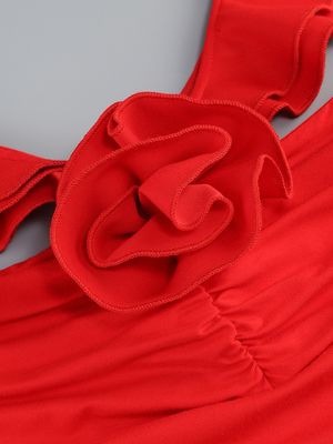 Sexy Club Party Red Summer Maxi Cocktail Dress with Mesh Design and Lightweight Fabric in Red