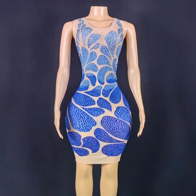 Summer 2021 Women's Mini Dress with Sparkling Diamond Detail and Crystal Embellishment Straight Skirt AD1733 Collection