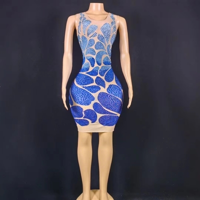 Summer 2021 Women's Mini Dress with Sparkling Diamond Detail and Crystal Embellishment Straight Skirt AD1733 Collection