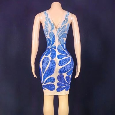 Summer 2021 Women's Mini Dress with Sparkling Diamond Detail and Crystal Embellishment Straight Skirt AD1733 Collection