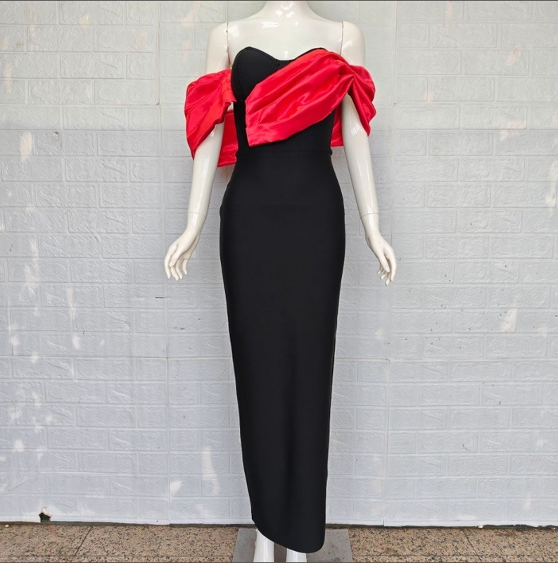 SB3468 Women's Polyester and Spandex Off-Shoulder Pleated Maxi Dress for Special Occasions