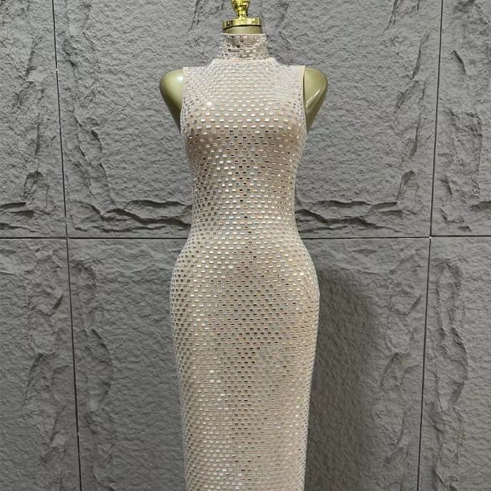 SB3467 Fashionable Blingbling Dance Party Dress for Women Customizable Logo Position 220g Fabric Weight